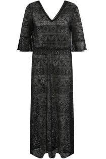 Black Crochet Lace Overlay Maxi Dress
