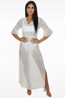 White Crochet Lace Overlay Maxi Dress