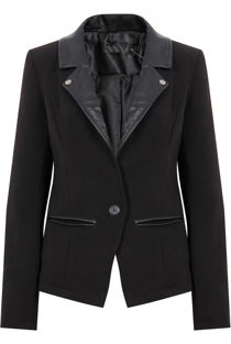 Black PVC Collar Smart Tailored Blazer