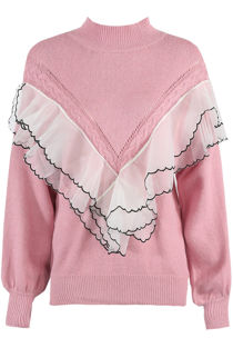 Frill Trim Mock Neck Jumper