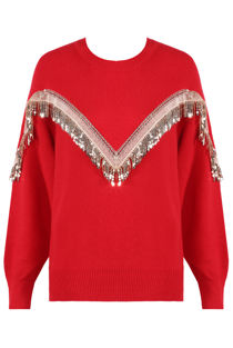 Red Sequin Fringe Trim Jumper