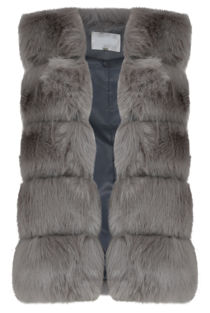 Grey Layer Fur Open Gilet