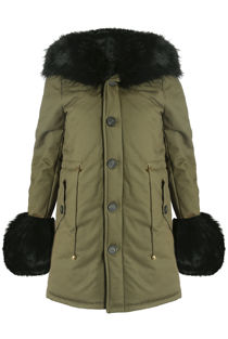 Black Parka Coat with Fur Hood Lining