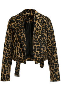 Leopard Cropped Biker Jacket