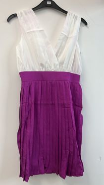 White Purple Pleated Dress