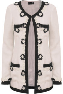 Peach Contrast Flower Detail Front Hook Jacket 