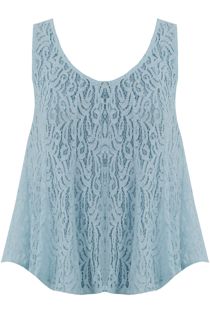 Light Blue Lace Textured Sleeveless Top