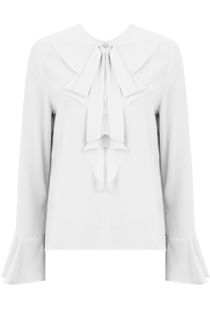 cream Front Bow Detail Long Sleeve Blouse