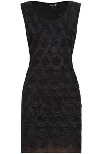 Black Lace Fall Layered Fitted Dress 