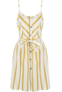 Yellow Stripes Button Up Cami Mini Dress