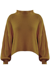 Mustard Turtle Neck Cable Knit Jumpers