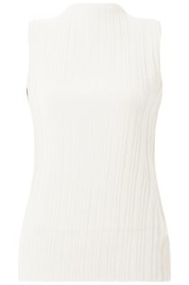 White High Neck Frill Tops