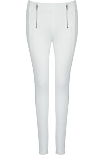 White Front Dual Zipped Pants