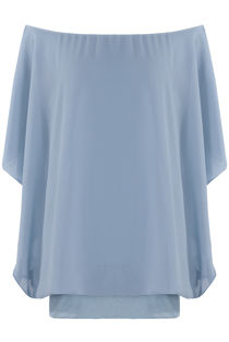 Light Blue Chiffon Oversized Top With Jersey Underband