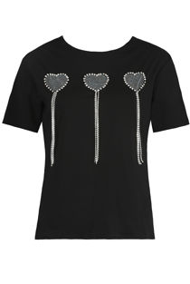 Black Diamante Heart Trim Tees