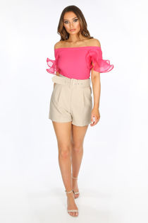 Tailored Belted Shorts In Beige