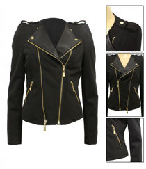 Black Double Zip Style PVC Panel Jacket