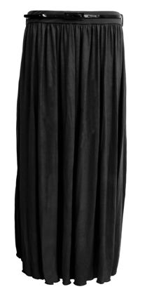 Black Soft Feel Flared Long Skirt 