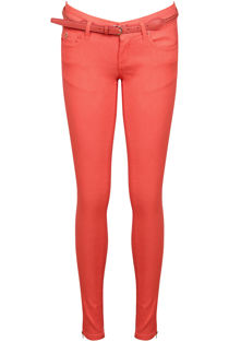 Coral Belt Detail Fitted Jeans