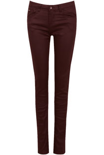 Wine Front Button Up Skinny Jeans