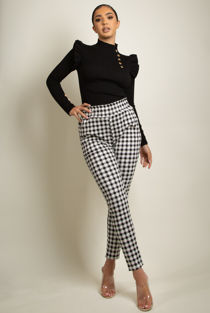 Black Frill Hem Ribbed Jumper