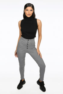 Check High Waisted Skinny Trouser
