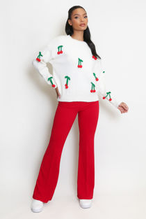 Cream Cherry Embellished Jumper 