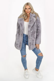 Grey Faux Fur Overcoat