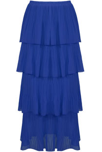 Royal Blue Tier Hem Elasticated Waist Maxi Skirt