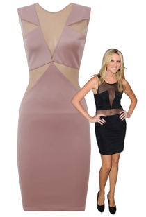 Black Mesh Cut Out Panel Body Con Dress