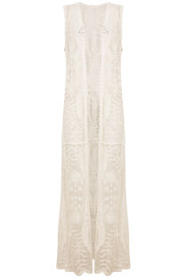 Cream Crochet Maxi Wais-tcoat 