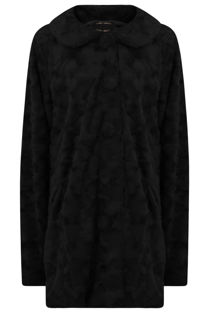 Black Textured Fur OverCoat