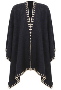 Navy Knitted Contrast Border Capes