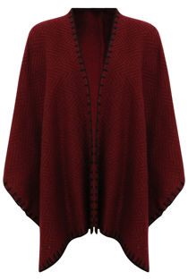 Wine Knitted Contrast Border Capes