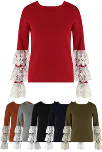 Mix pack Layered Lace Bell Sleeve Jumper