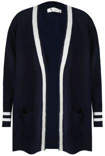 Navy Knitted Contrast Oversize Cardigans