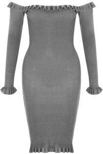 Ribbed Pleated Bardot Midi Dress - Mixed Colour Pack