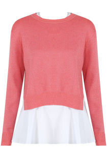 Pink Back Slit Lined Peplum Hem Jumper 