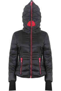 Black Full Zipped Hooded Puffer Jacket