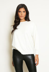 White Sequin Rock Slogan Round Neck Jumper