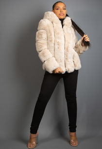Cream Luxe Chunky Faux Fur Hooded Jacket