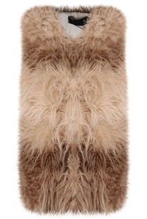 Camel with Beige Line Fur Gilet