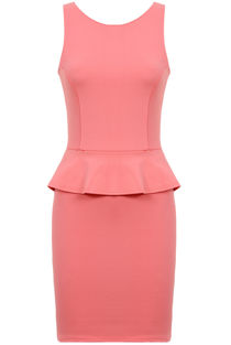 Fuchsia Block Coloured Single Peplum Style Mini Dress 