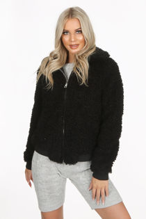 black teddy bomber jacket