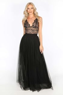 Full Length Maxi Tulle Skirt In Black