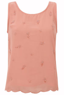 Peach Embellished Sleeveless Top 