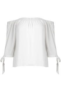 White Off Shoulder Knot Sleeve Blouse