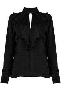 High Neck Ruffle Front Top