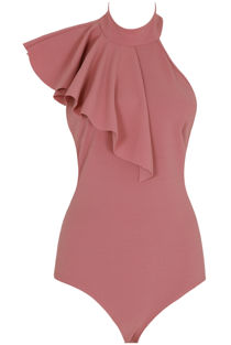 Pink Front & Back Frilled Bodysuit