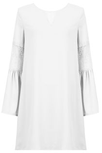 Cream Lace Insert Gypsy Sleeve Shift Dress